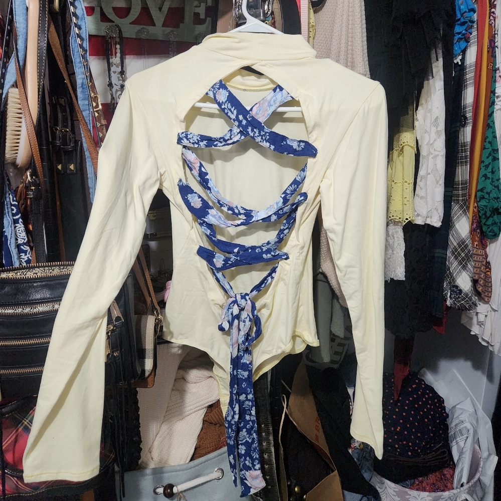 Free People straps in the back Lace-Up Bodysuit